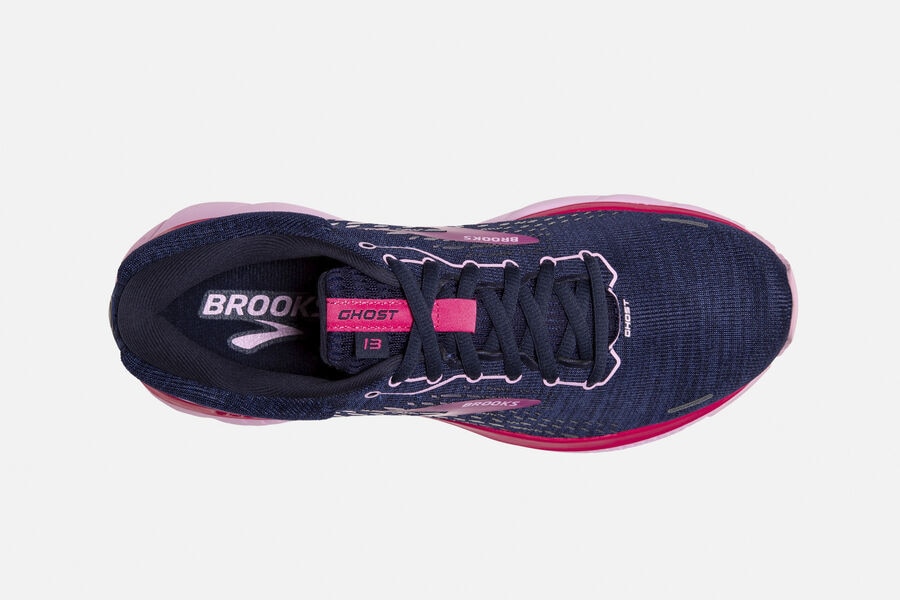 Brooks Ghost 13 Road Running Shoes Womens - Navy/Red - SGXTB-0732